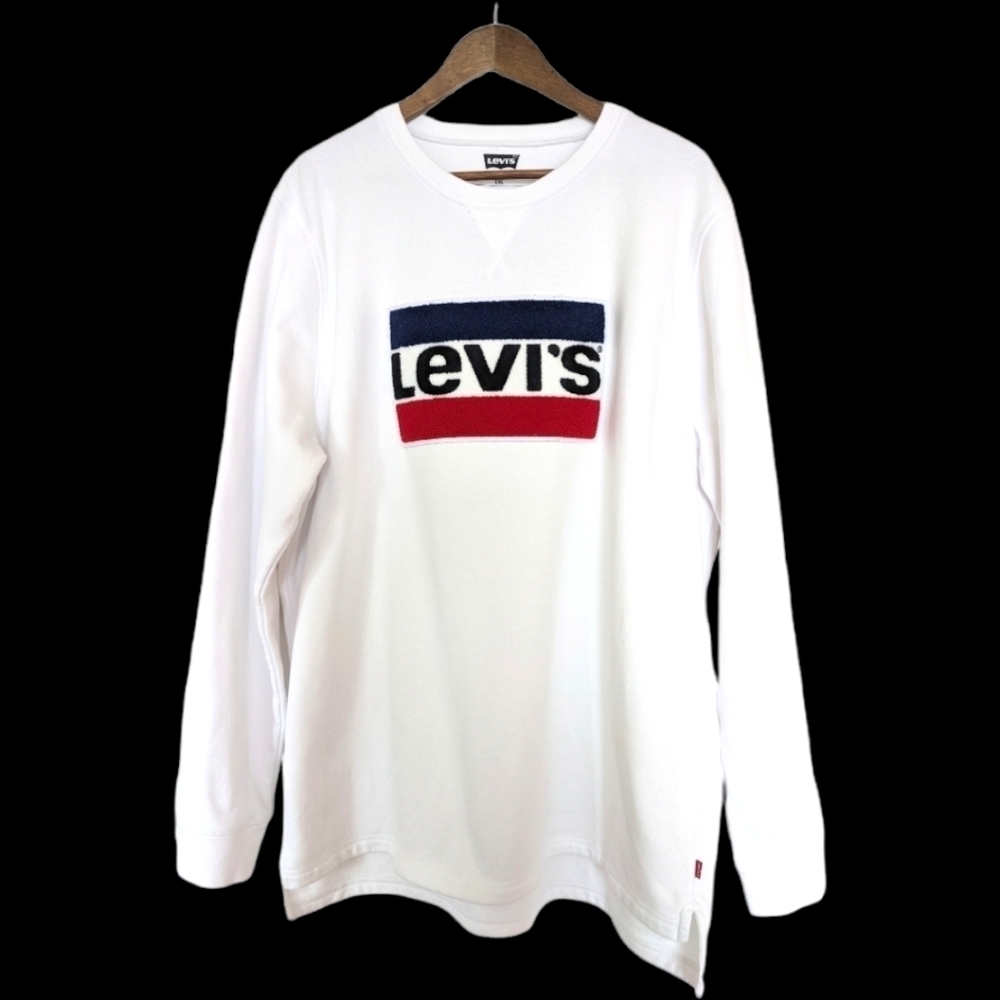 Levi's White Crew Neck Logo Pullover Sweatshirt Size XL